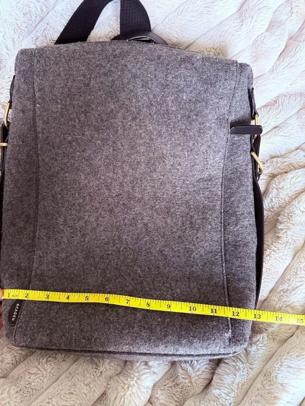 Skagen Kroyer Grey Felt and Leather Convertible Backpack Messenger Bag